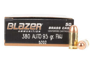 CCI Blazer Brass 380 ACP FMJ ammo comes in a box of 50 rounds